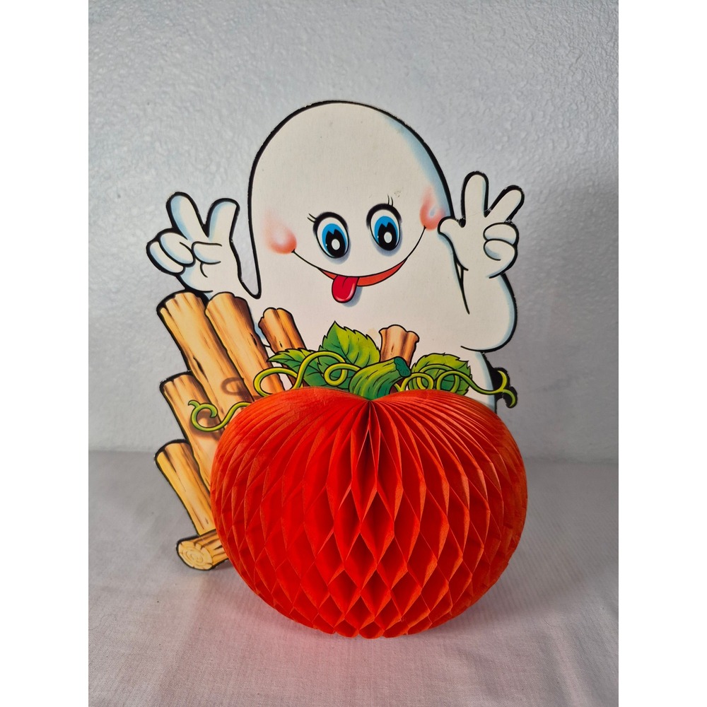 Vintage Halloween Ghost Honeycomb Centerpiece Retro Pumpkin Die Cut Decoration